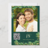 Hinzufügen von Foto QR Code Smaragdgrüner Eukalypt Save The Date (Rückseite)