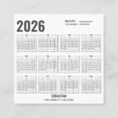 Hinzufügen von Foto Western 2026 Kalender-Visitenk Quadratische Visitenkarte (Rückseite)
