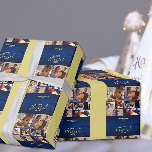 Hinzufügen von Fotos gesegnet Jahr Urlaub Foto Geschenkpapier