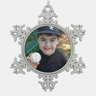 Hinzufügen von Fotos und Personalisiertem Text Schneeflocken Zinn-Ornament
