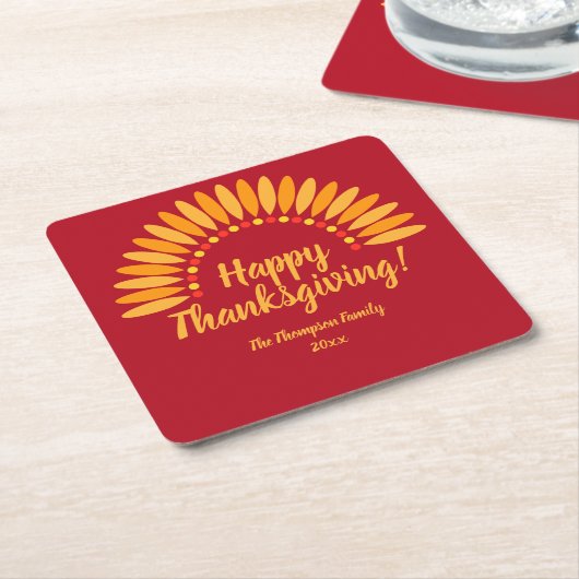 Hinzufügen von Jahr für glückliche Ernte Thanksgiv Rechteckiger Pappuntersetzer (angewinkelt)