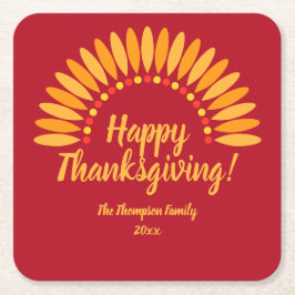 Hinzufügen von Jahr für glückliche Ernte Thanksgiv Rechteckiger Pappuntersetzer