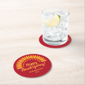 Hinzufügen von Jahr für glückliche Ernte Thanksgiv Runder Pappuntersetzer (Vor Ort)