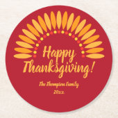 Hinzufügen von Jahr für glückliche Ernte Thanksgiv Runder Pappuntersetzer (Vorderseite)