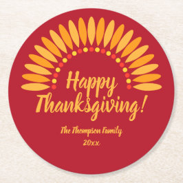 Hinzufügen von Jahr für glückliche Ernte Thanksgiv Runder Pappuntersetzer