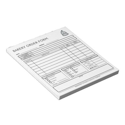 Hinzufügen von Logo Bakery Business Order Form Not Notizblock (angewinkelt)