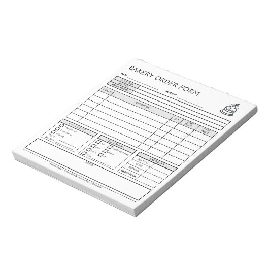 Hinzufügen von Logo Bakery Business Order Form Not Notizblock (Rotiert)