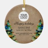 Hinzufügen von Logo-benutzerdefinierten Text Weihn Keramik Ornament (Vorne)