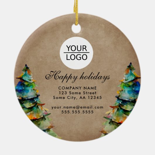 Hinzufügen von Logo-benutzerdefinierten Text Weihn Keramik Ornament (Hinten)