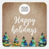 Hinzufügen von Logo-benutzerdefinierten Text Weihn Quadratischer Aufkleber (Vorderseite)