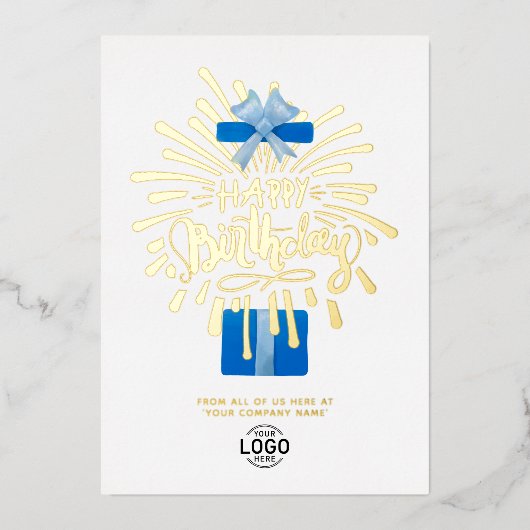 Hinzufügen von Logo Blue Geschenkboxen Fireworks B Folieneinladung (Vorderseite)