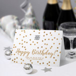 Hinzufügen von Logo-Imitate Glitzer Gold Confetti  Karte<br><div class="desc">Passen Sie diese moderne berufliche, aber immer noch warme und freundliche horizontale Business Happy Birthday Grußkarte mit den Imitaten Gold Konfetti. Bitte beachten Sie, dass das Glitzer-Gold ein flach gelbbraunes Beige-Farbdruck ist und keine Goldfolie oder Glitzer ist. Ändern Sie das Bild "Ihr Logo hier" mit Ihrem Logo und dem Text...</div>
