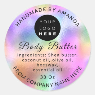 Hinzufügen von Logo Name Body Butter Kosmetik Holo Runder Aufkleber