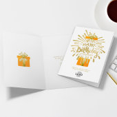 Hinzufügen von Logo Orange Geschenk Gold Fireworks Karte