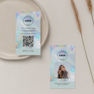 Hinzufügen von Logo-QR-Code Holographic Employee-F Visitenkarte