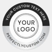 Hinzufügen von Logo-Text hellgrau Farbverlauf schw Runder Aufkleber (Vorderseite)