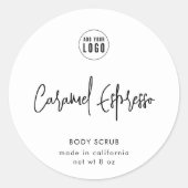 Hinzufügen von Logos Minimalistisches Skriptlabel Runder Aufkleber (Vorderseite)