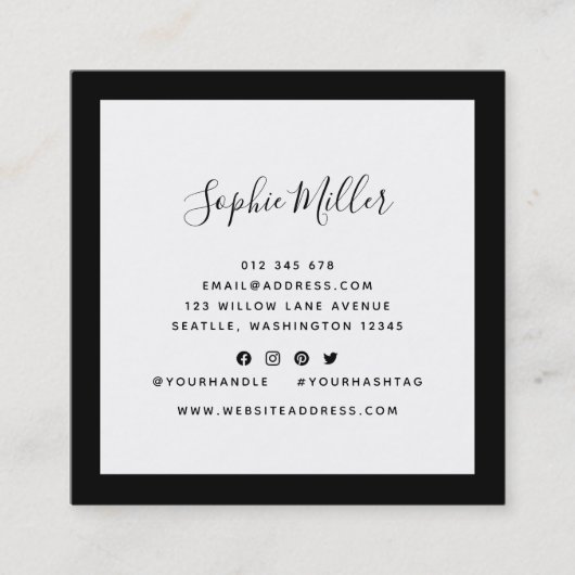 Hinzufügen von Logos mit bearbeitbaren, grenzüberg Quadratische Visitenkarte (Vorderseite)