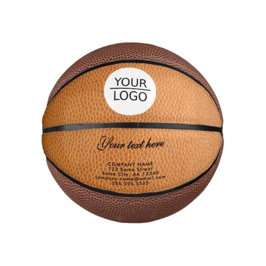 Hinzufügen von Logos mit benutzerdefiniertem Texth Mini Basketball (Vorderseite)