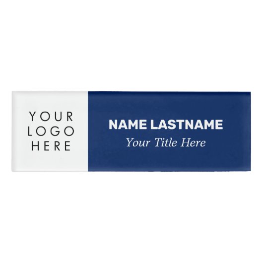 Hinzufügen von Logos Modern Bold Navy Blue Simple Namenschild (Vorderseite)