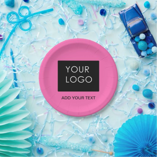 Hinzufügen von Logos Modernes rosa, benutzerdefini Pappteller (Party)
