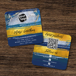 Hinzufügen von Logos, QR-Code und Social Media Gol Quadratische Visitenkarte