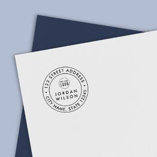 Hinzufügen von Logos rund um doppelte Grenze Moder Permastempel