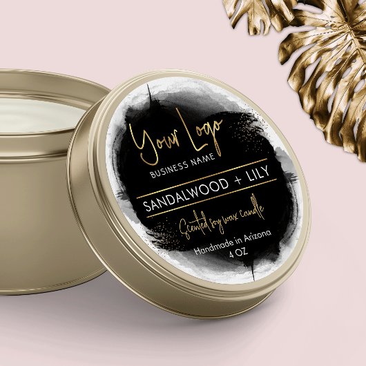 Hinzufügen von Logos Schwarz und Gold - Moderne Pr Runder Aufkleber