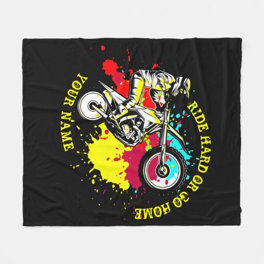 Hinzufügen von Name ändern Text Ride Hard oder Go  Fleecedecke (Vorderseite (Horizontal))