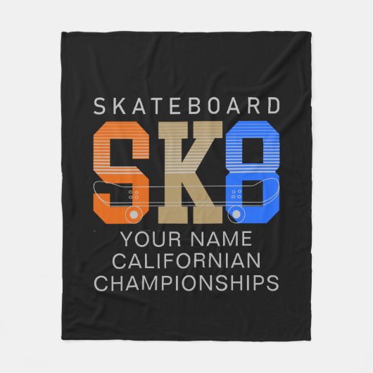 Hinzufügen von Namen ändern Text SK8 Skateboard-Me Fleecedecke (Vorderseite)