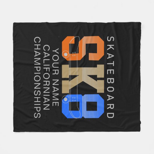 Hinzufügen von Namen ändern Text SK8 Skateboard-Me Fleecedecke (Vorderseite (Horizontal))