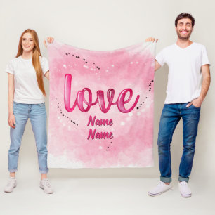 Hinzufügen von Namen LIEBE Word Cloud Pink Valent Fleecedecke