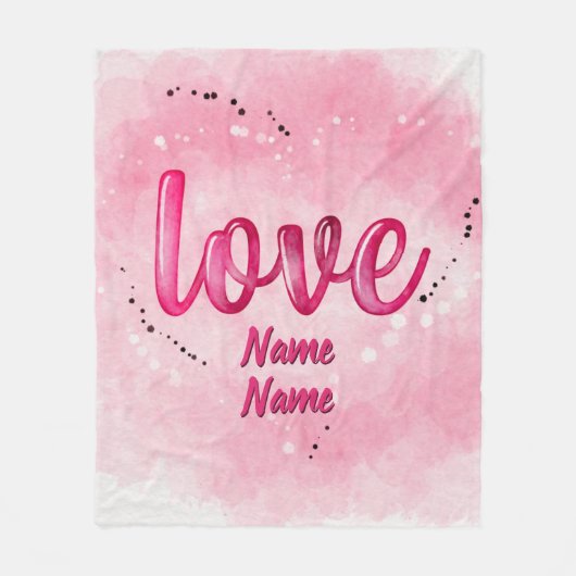 Hinzufügen von Namen LIEBE Word Cloud Pink Valenti Fleecedecke (Vorderseite)