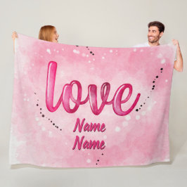Hinzufügen von Namen LIEBE Word Cloud Pink Valenti Fleecedecke