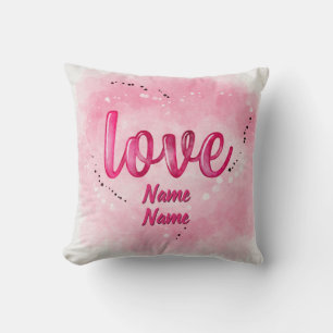 Hinzufügen von Namen LIEBE Word Cloud Pink Valenti Kissen