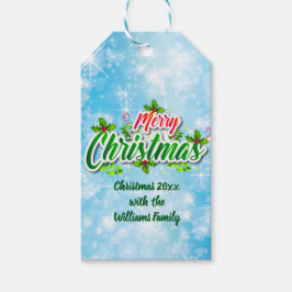 Hinzufügen von Namen Matching Merry Christmas Blue Geschenkanhänger