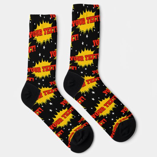 Hinzufügen von Namen oder Text Red Yellow Pop Art Socken (Rechts)