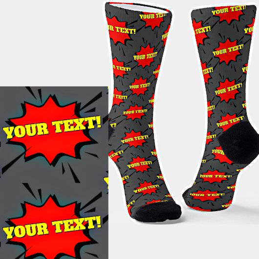 Hinzufügen von Namen oder Text Red Yellow Pop Art  Socken