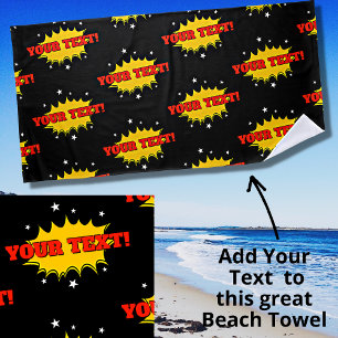 Hinzufügen von Namen oder Text Red Yellow Pop Art  Strandtuch
