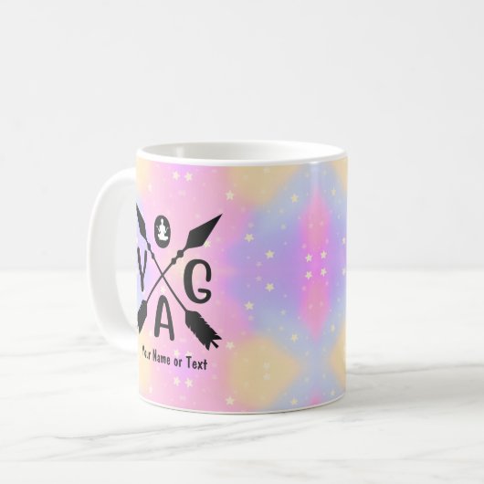 Hinzufügen von Namen oder Text-Yoga-Boho-Pfeilen a Kaffeetasse (Vorderseite Links)