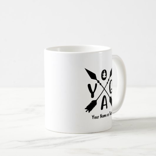 Hinzufügen von Namen oder Text-Yoga-Boho-Pfeilern Kaffeetasse (VorderseiteRechts)