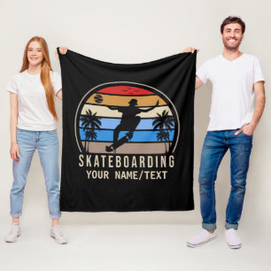 Hinzufügen von Namen Text Skateboarding Retro-Vint Fleecedecke