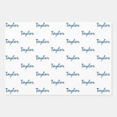 Hinzufügen von Namen zu Aquamarinem Whitebop-Papie Geschenkpapier Set (Vorderseite 2)