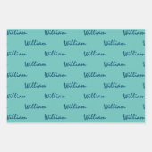 Hinzufügen von Namen zu Aquamarinem Whitebop-Papie Geschenkpapier Set (Vorderseite)