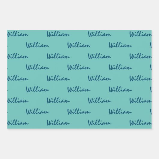 Hinzufügen von Namen zu Aquamarinem Whitebop-Papie Geschenkpapier Set (Vorderseite)