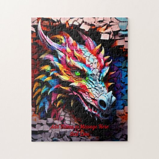 Hinzufügen von Namenstext, 3D-Regenbogen-Drache, R Puzzle (Vertikal)
