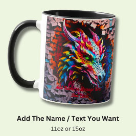Hinzufügen von Namenstext, 3D-Regenbogen-Drache, R Tasse