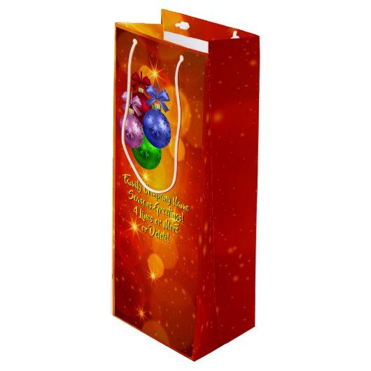 Hinzufügen von Namenstext-Matching Weihnachten Geschenktüte Für Weinflaschen (Vorderseite Schrägansicht)