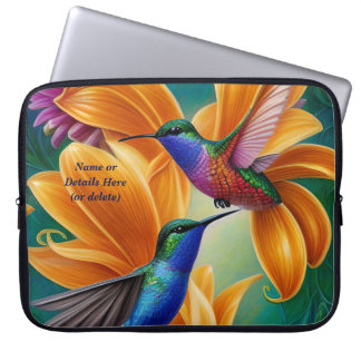 Hinzufügen von Namenstext, Vögel in Orangenblüten Laptopschutzhülle