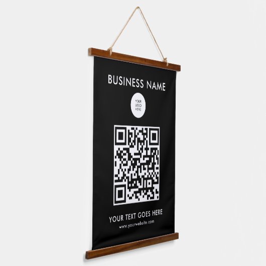 Hinzufügen von QR-Code-Firmenlogo-Text des Kunden Wandteppich Mit Holzrahmen (Gewinkelt)
